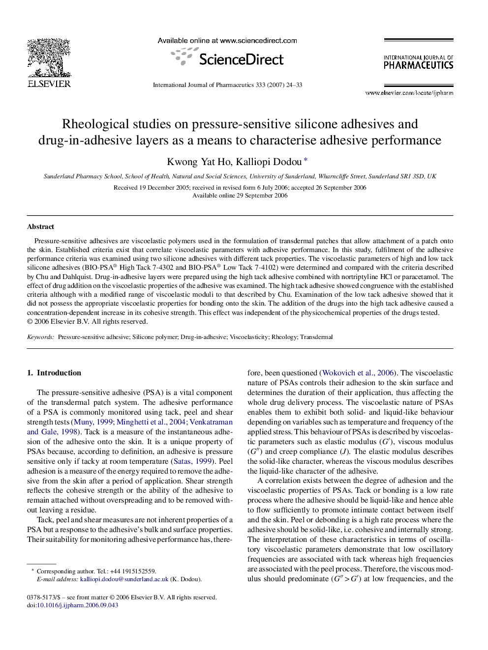 Rheological studies on pressure-sensitive silicone adhesives and drug-in-adhesive layers as a means to characterise adhesive performance