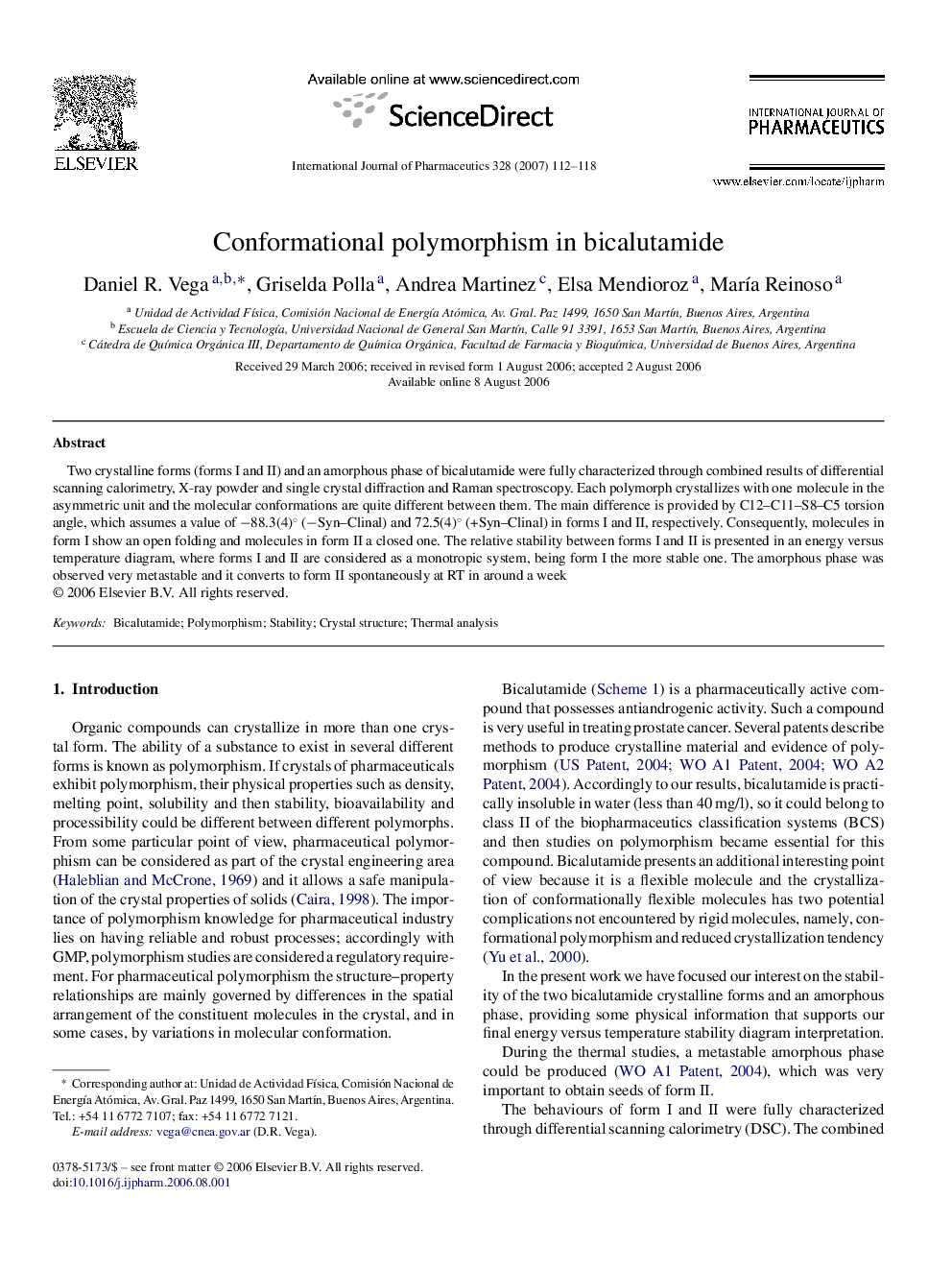 Conformational polymorphism in bicalutamide