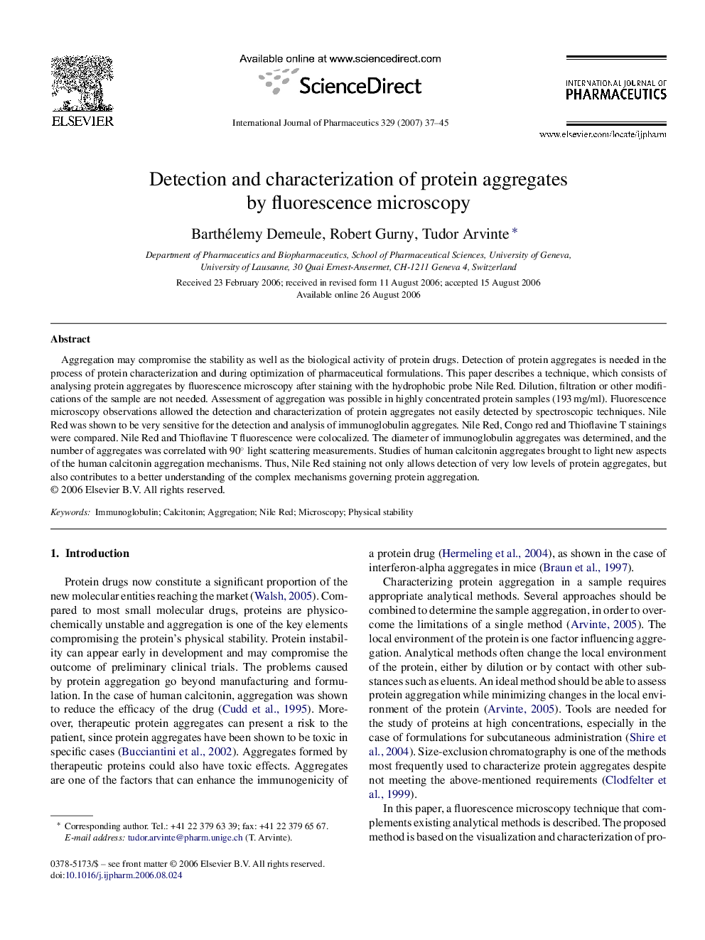 Detection and characterization of protein aggregates by fluorescence microscopy