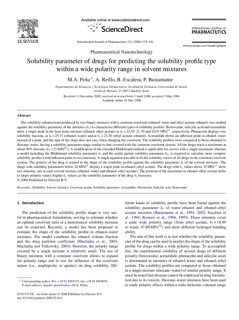 Solubility parameter of drugs for predicting the solubility profile type within a wide polarity range in solvent mixtures