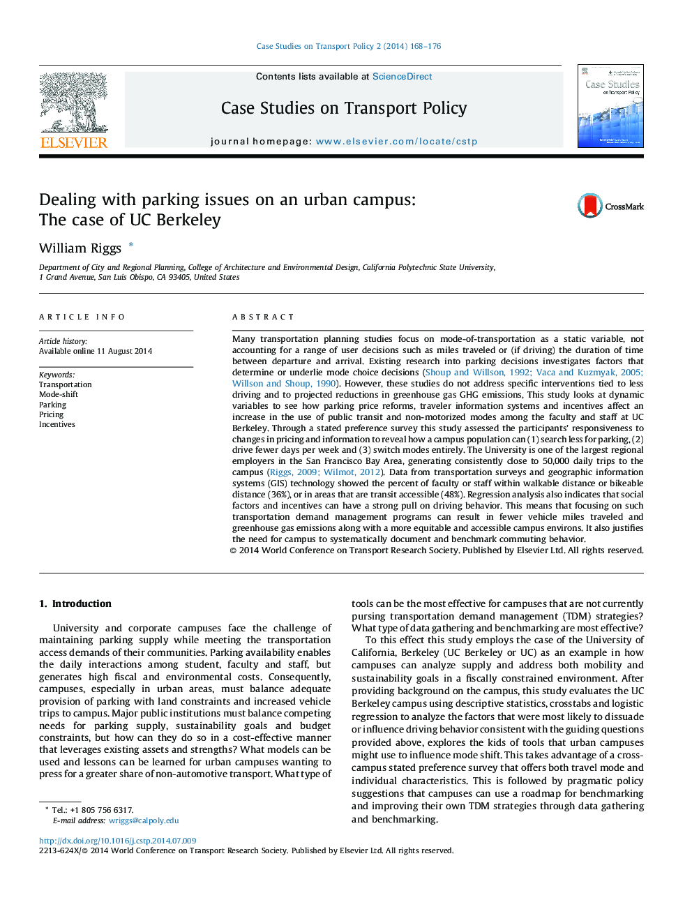 Dealing with parking issues on an urban campus: The case of UC Berkeley