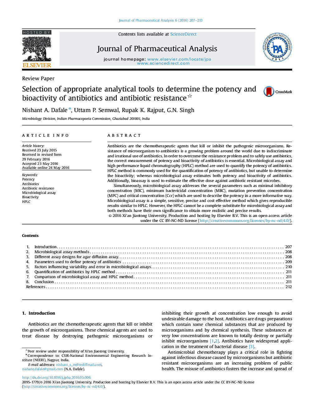 Selection of appropriate analytical tools to determine the potency and bioactivity of antibiotics and antibiotic resistance 