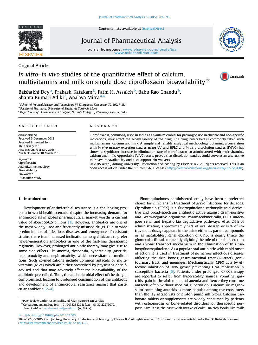 In vitro–in vivo studies of the quantitative effect of calcium, multivitamins and milk on single dose ciprofloxacin bioavailability 