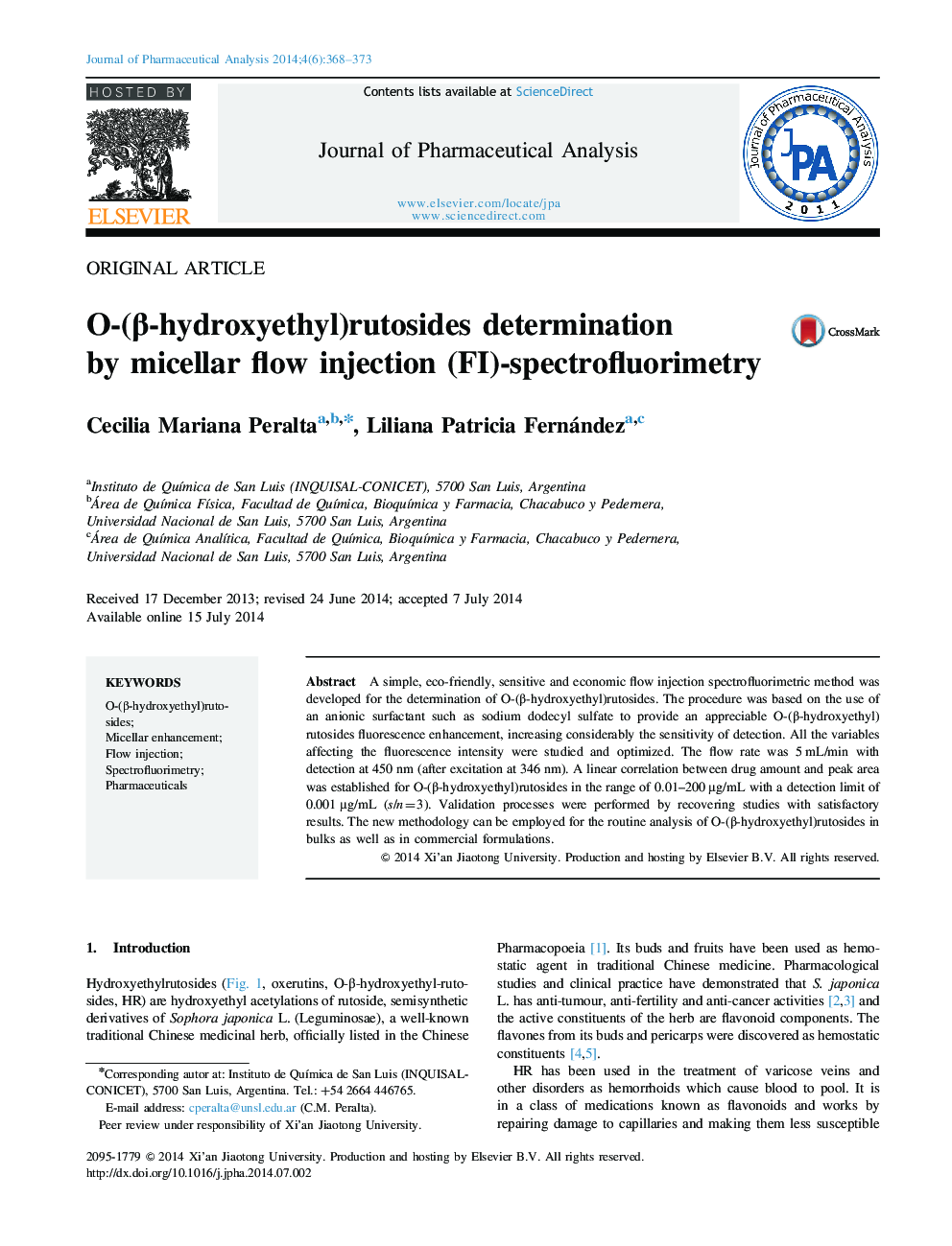 O-(β-hydroxyethyl)rutosides determination by micellar flow injection (FI)-spectrofluorimetry 