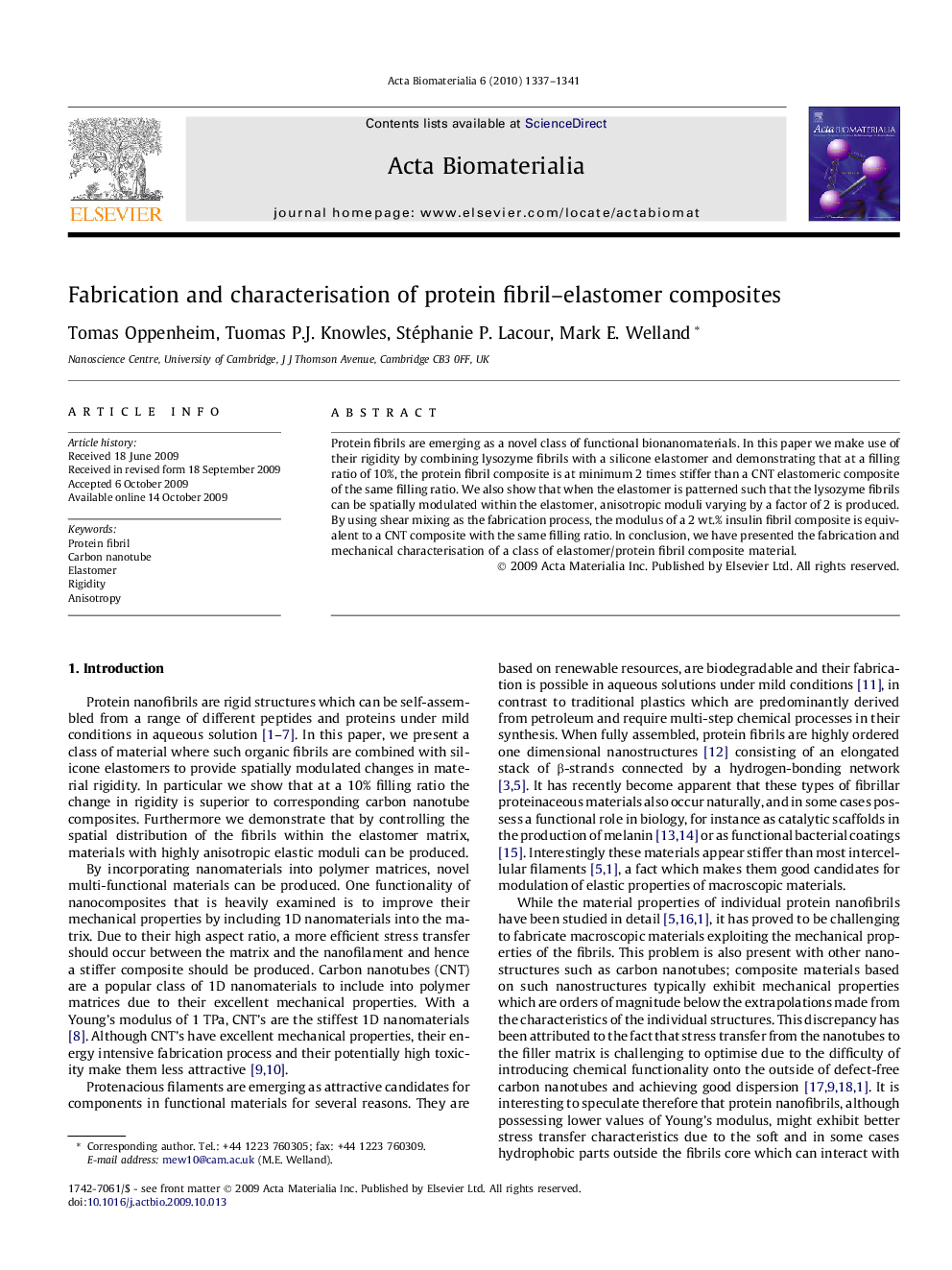 Fabrication and characterisation of protein fibril–elastomer composites