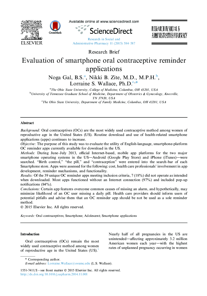 Evaluation of smartphone oral contraceptive reminder applications