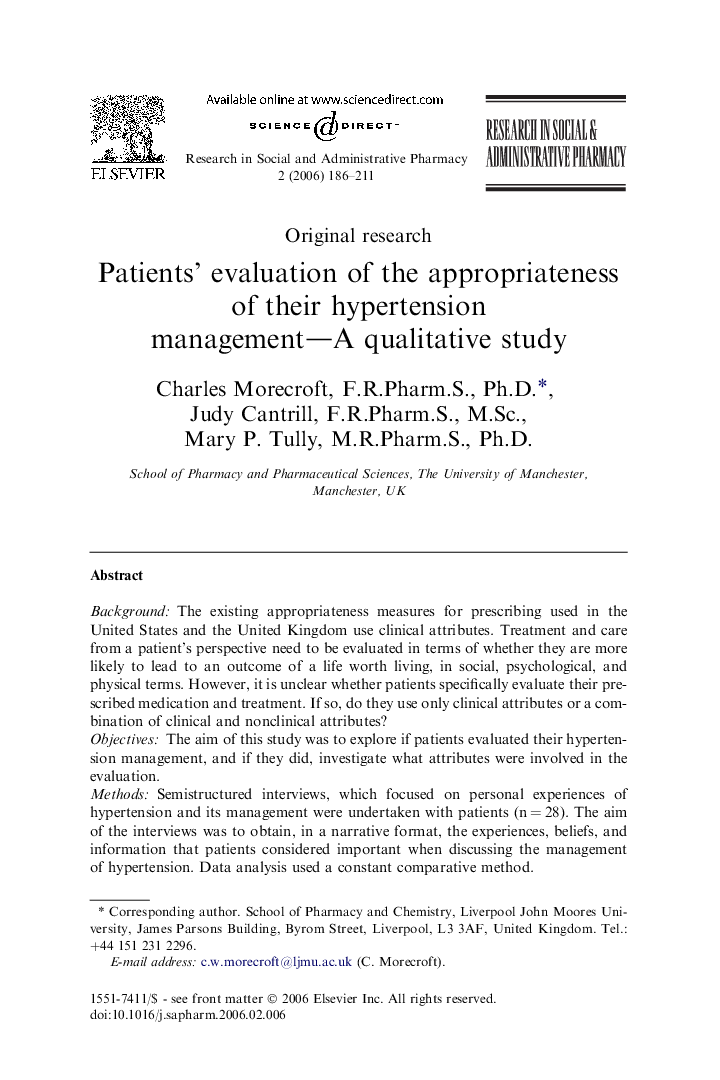 Patients' evaluation of the appropriateness of their hypertension management—A qualitative study