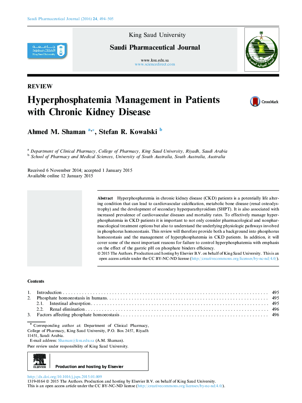 Hyperphosphatemia Management in Patients with Chronic Kidney Disease 