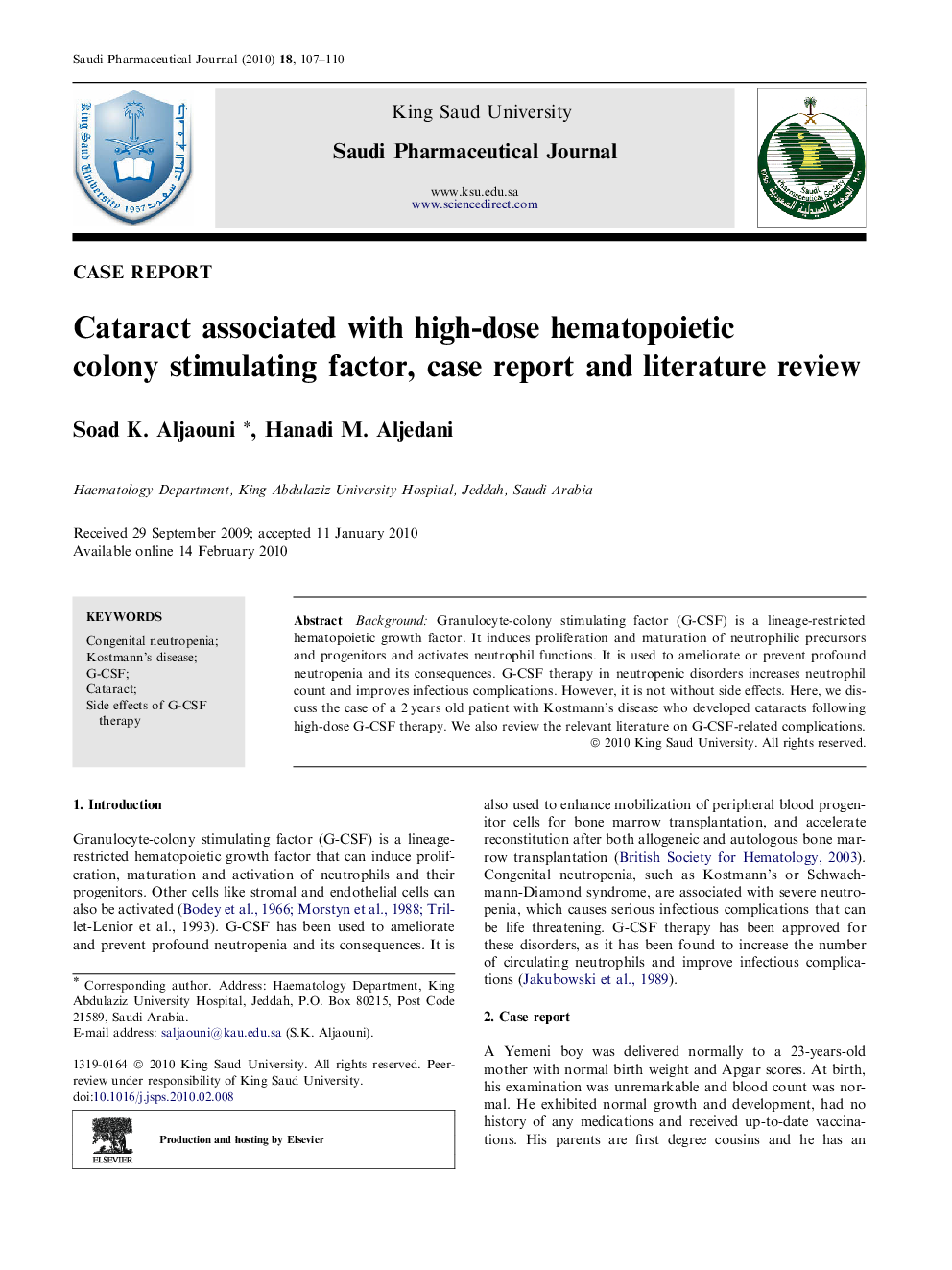 Cataract associated with high-dose hematopoietic colony stimulating factor, case report and literature review