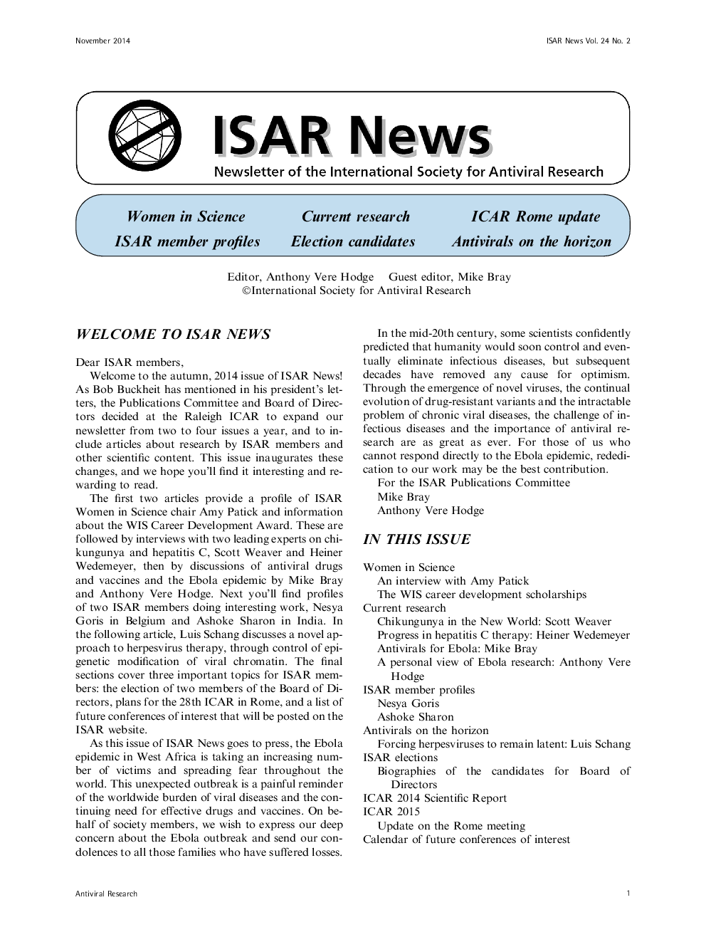 عکس صفحه اول مقاله: ISAR News ISAR News