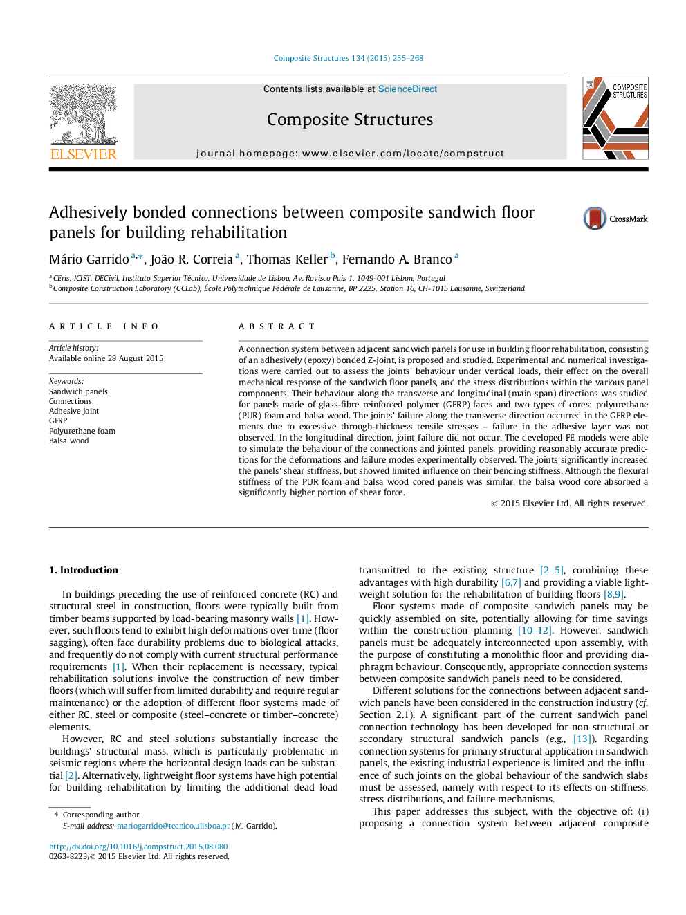 Adhesively bonded connections between composite sandwich floor panels for building rehabilitation