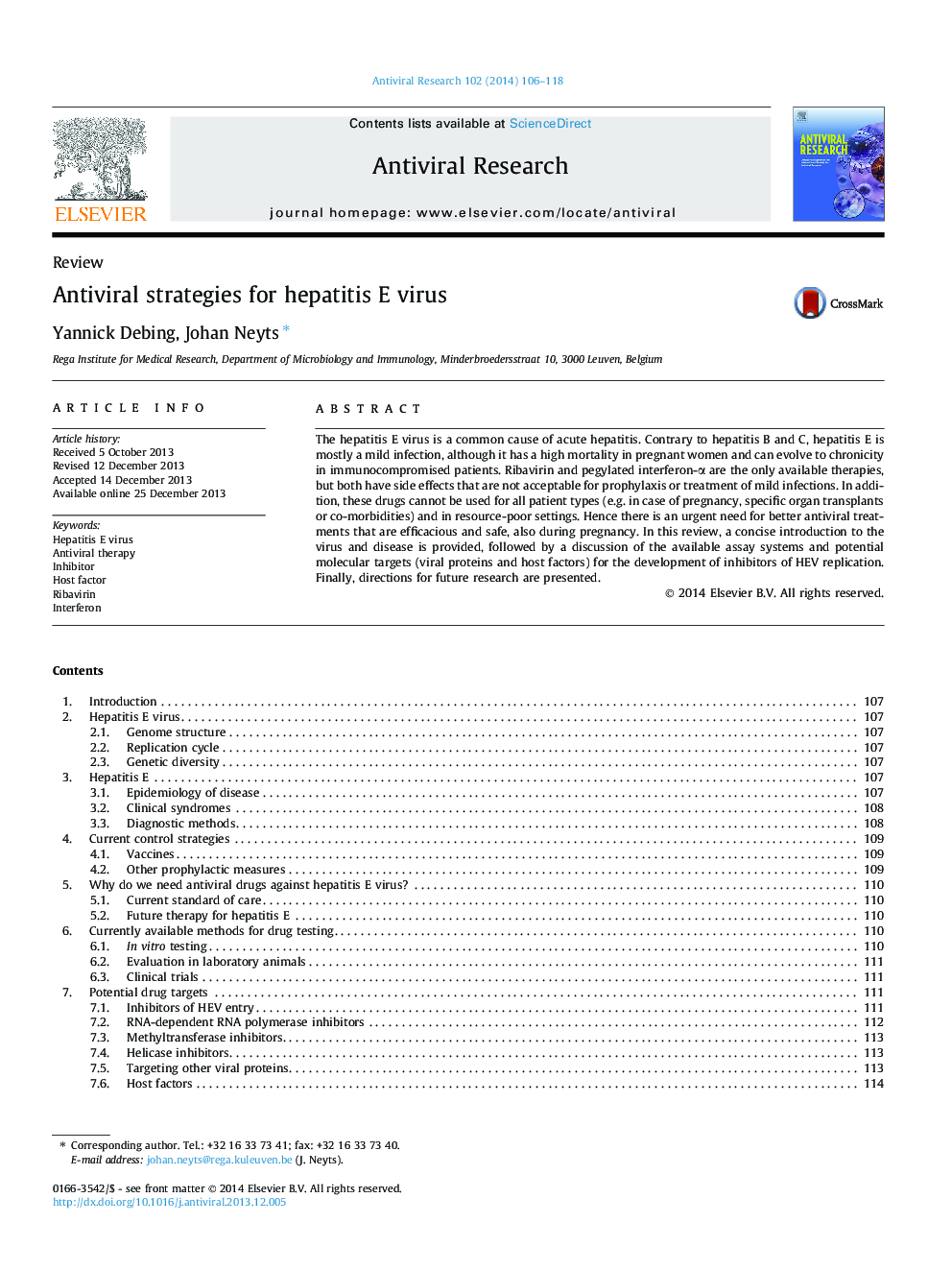 Antiviral strategies for hepatitis E virus