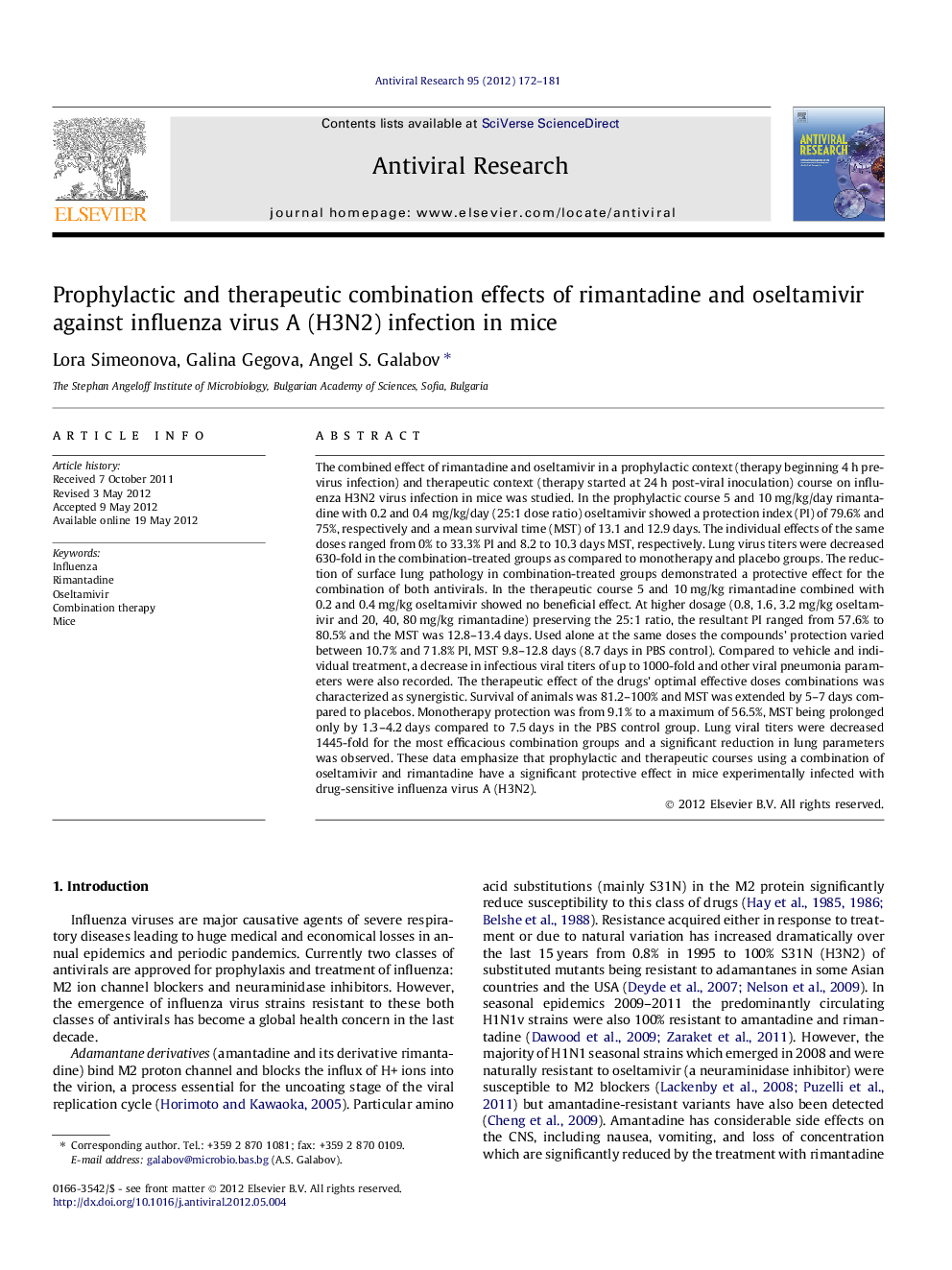 Prophylactic and therapeutic combination effects of rimantadine and oseltamivir against influenza virus A (H3N2) infection in mice