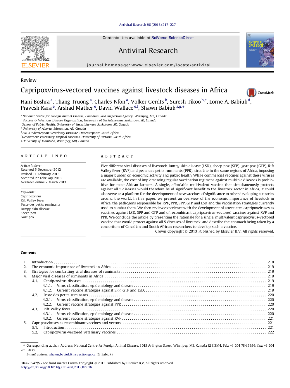 Capripoxvirus-vectored vaccines against livestock diseases in Africa