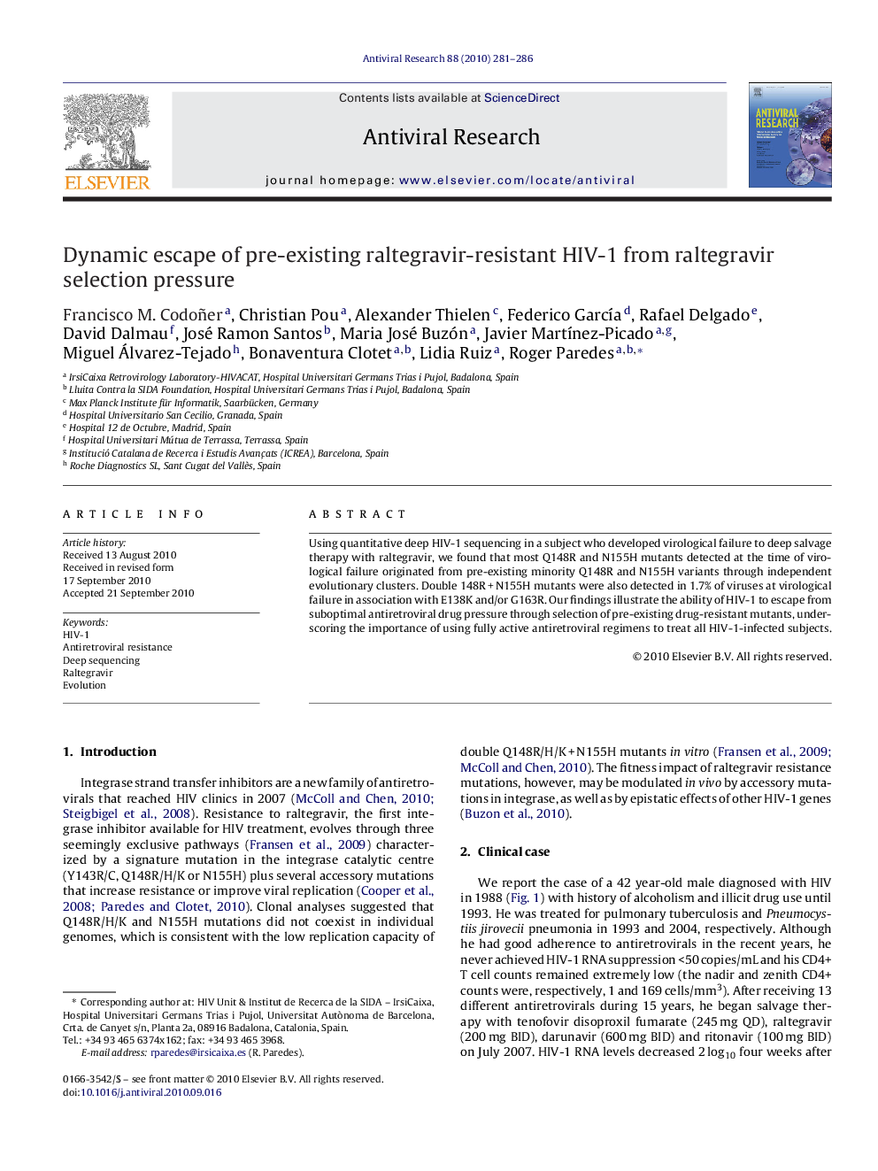 Dynamic escape of pre-existing raltegravir-resistant HIV-1 from raltegravir selection pressure