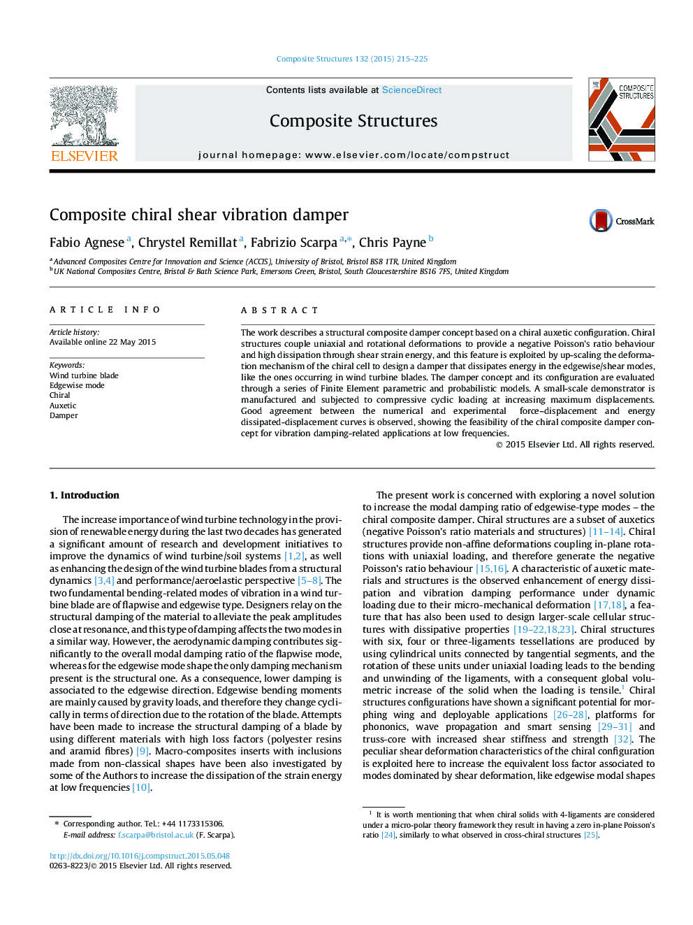 Composite chiral shear vibration damper