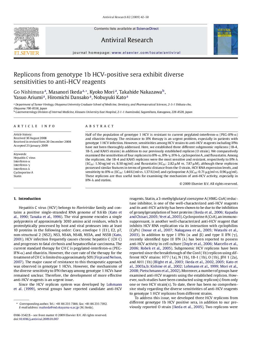 Replicons from genotype 1b HCV-positive sera exhibit diverse sensitivities to anti-HCV reagents
