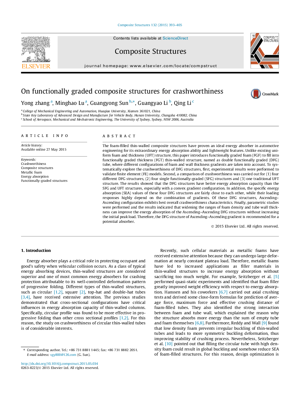 On functionally graded composite structures for crashworthiness