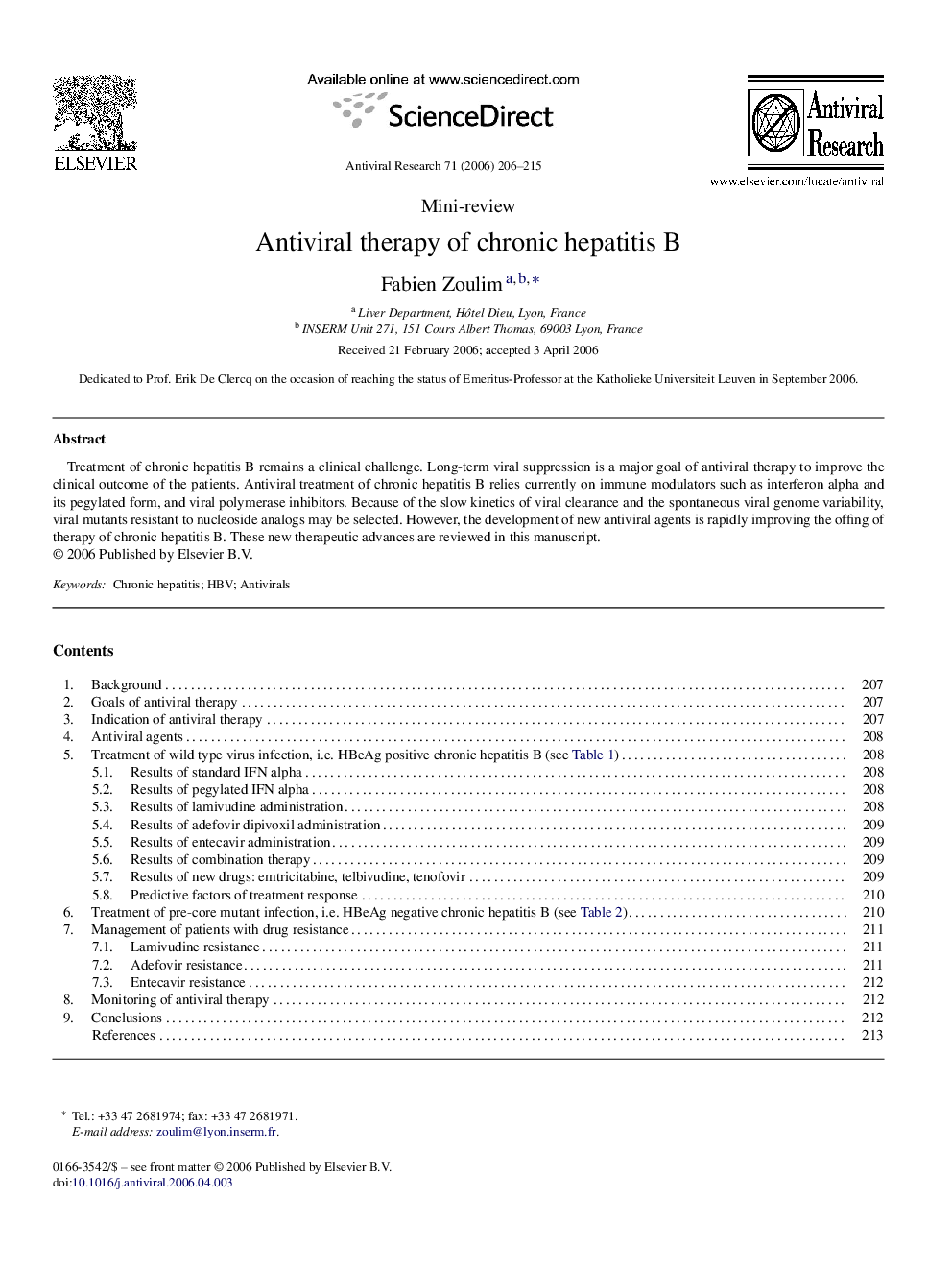 Antiviral therapy of chronic hepatitis B