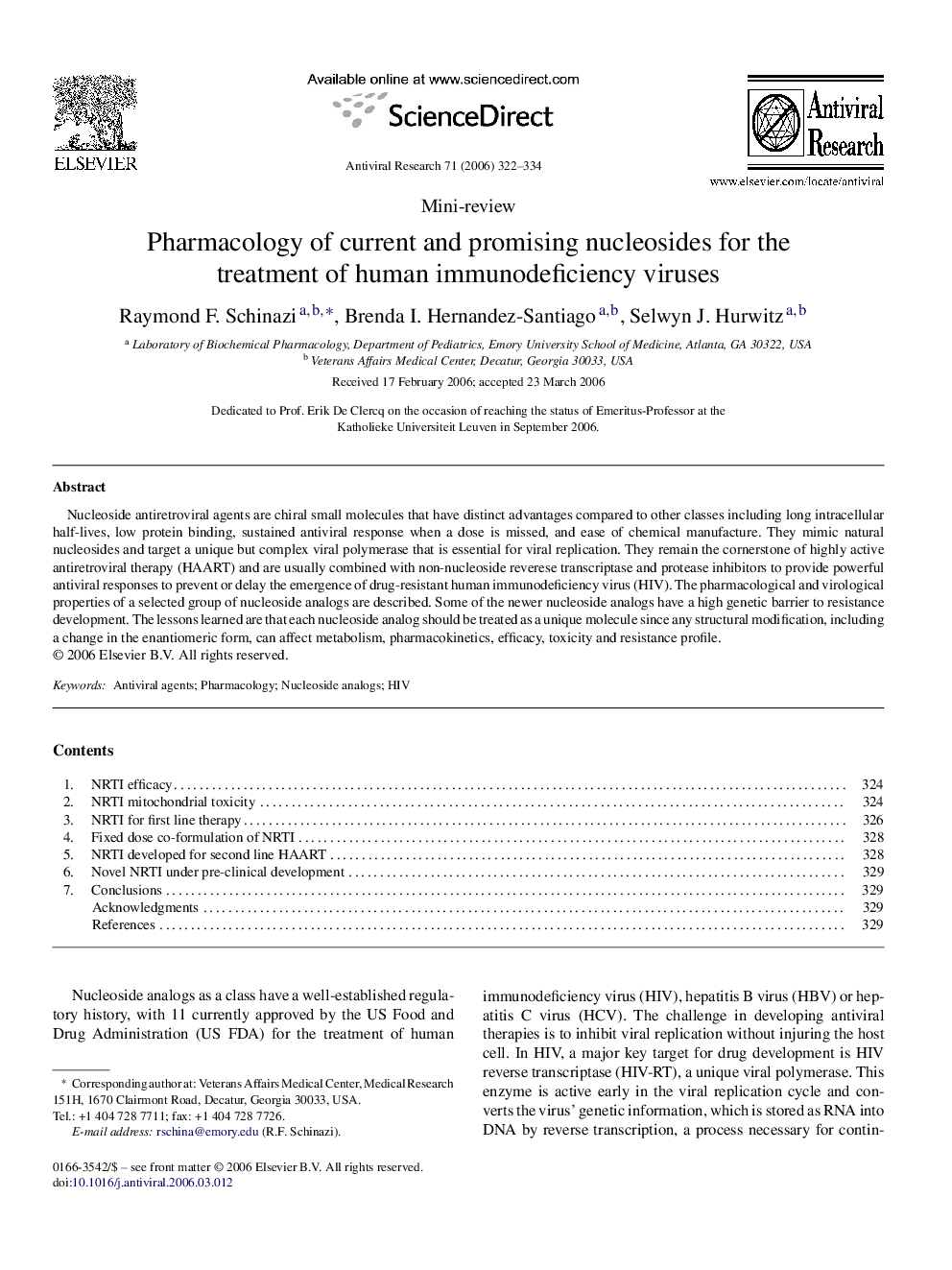 Pharmacology of current and promising nucleosides for the treatment of human immunodeficiency viruses