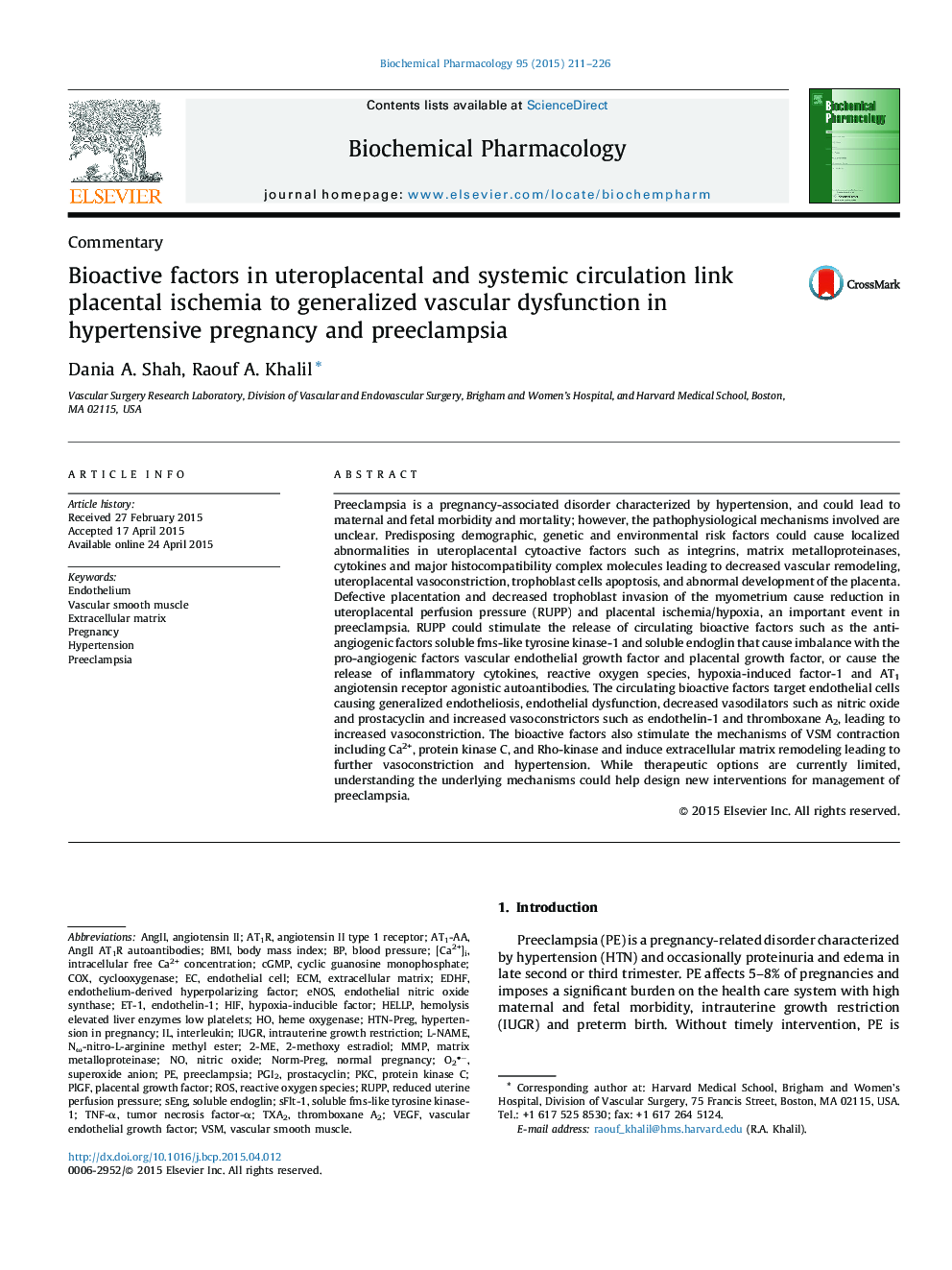Bioactive factors in uteroplacental and systemic circulation link placental ischemia to generalized vascular dysfunction in hypertensive pregnancy and preeclampsia