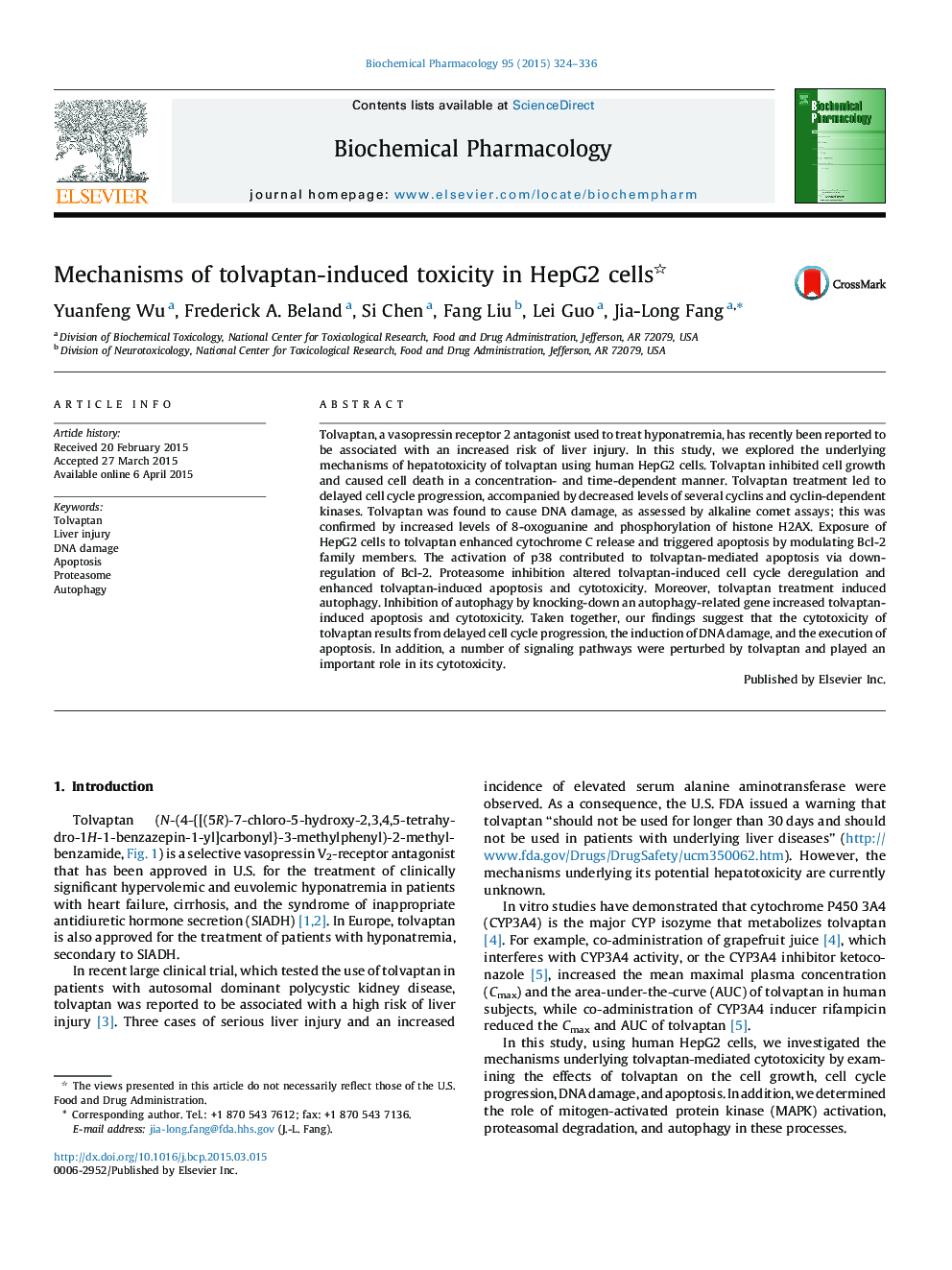 Mechanisms of tolvaptan-induced toxicity in HepG2 cells 