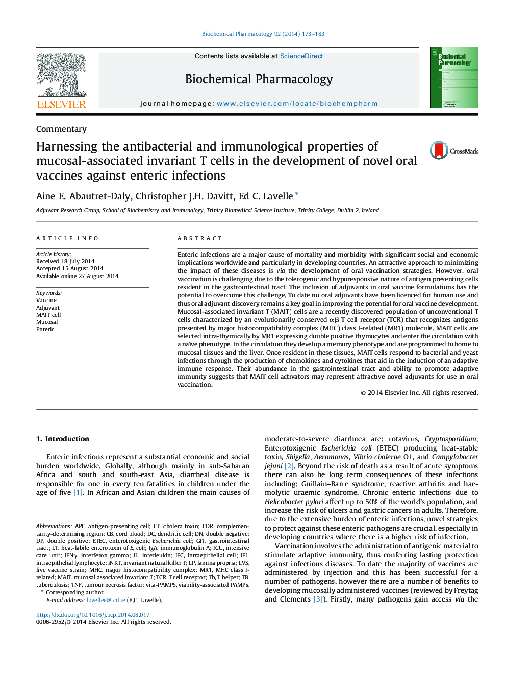 Harnessing the antibacterial and immunological properties of mucosal-associated invariant T cells in the development of novel oral vaccines against enteric infections