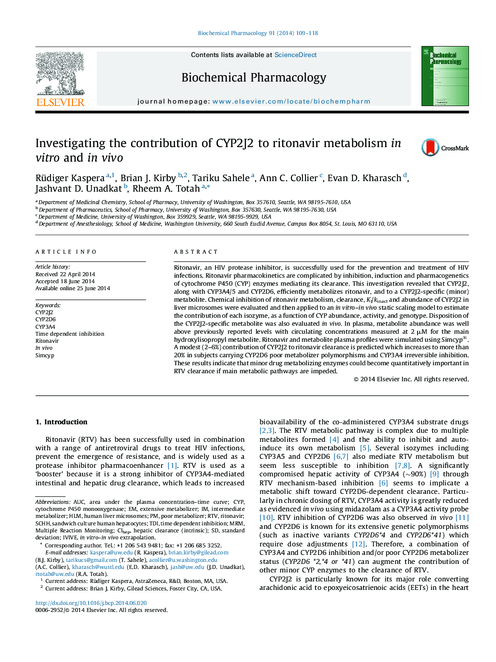 Investigating the contribution of CYP2J2 to ritonavir metabolism in vitro and in vivo