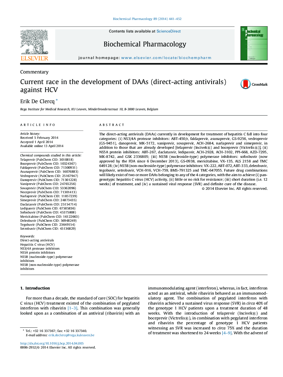 Current race in the development of DAAs (direct-acting antivirals) against HCV