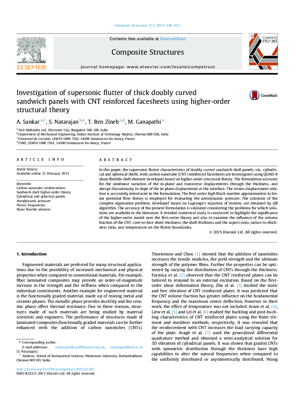 Investigation of supersonic flutter of thick doubly curved sandwich panels with CNT reinforced facesheets using higher-order structural theory