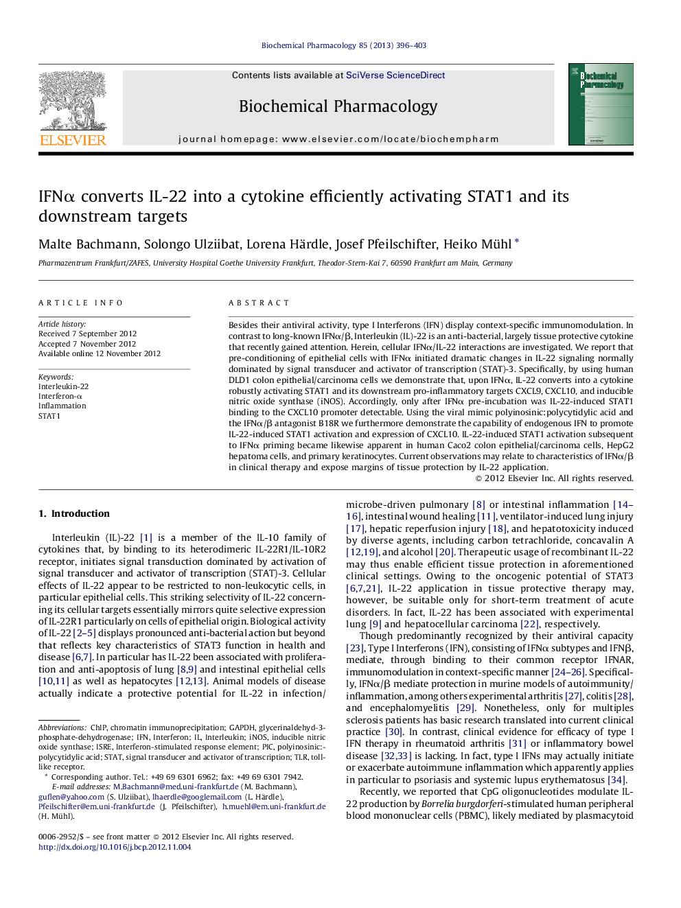 IFNα converts IL-22 into a cytokine efficiently activating STAT1 and its downstream targets