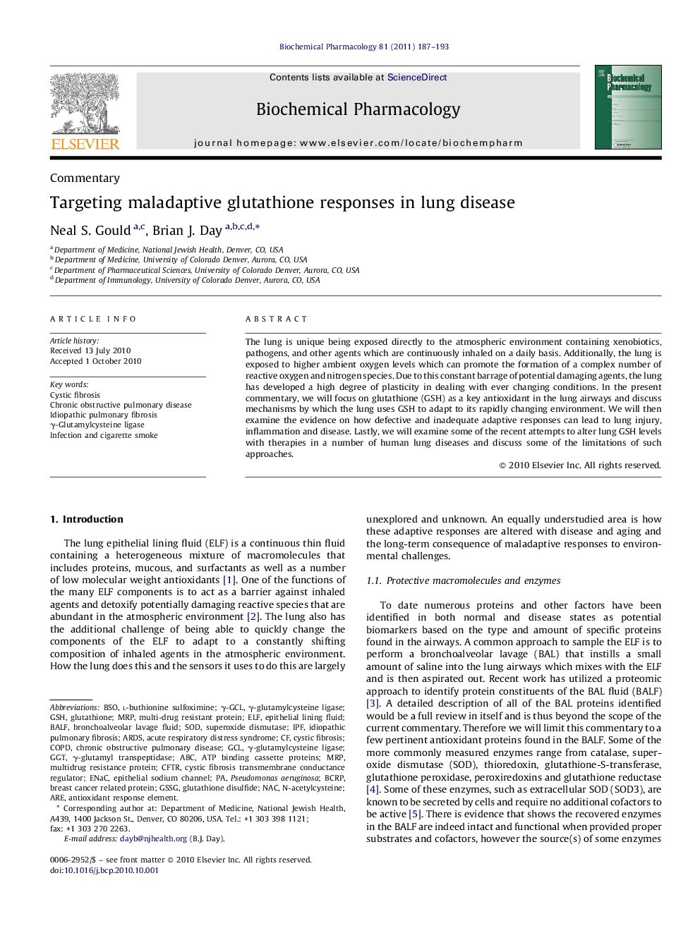 Targeting maladaptive glutathione responses in lung disease