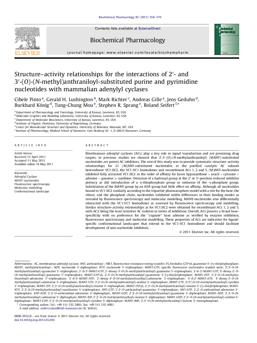 Structure–activity relationships for the interactions of 2′- and 3′-(O)-(N-methyl)anthraniloyl-substituted purine and pyrimidine nucleotides with mammalian adenylyl cyclases