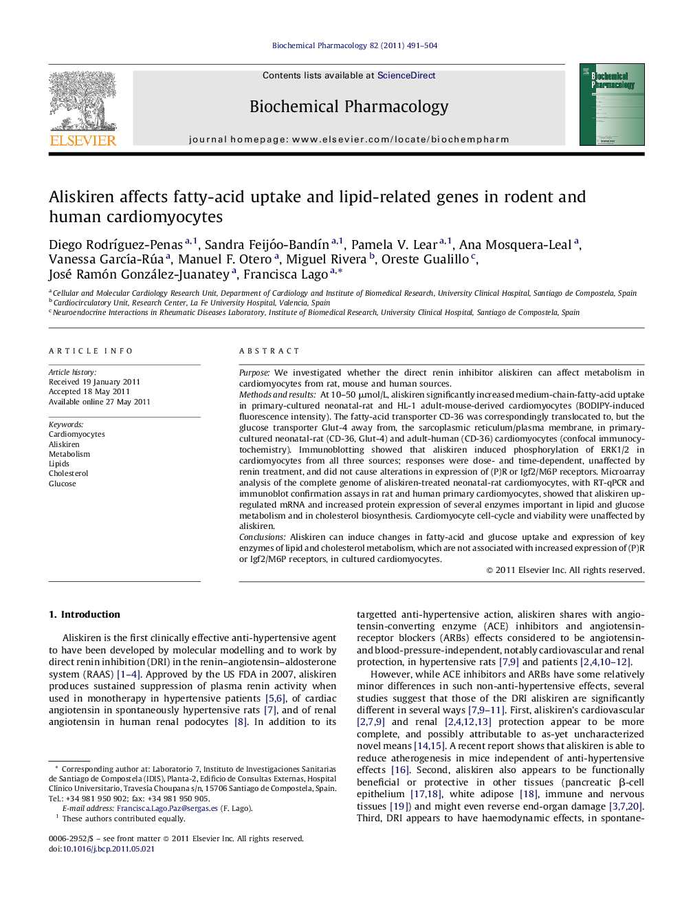 Aliskiren affects fatty-acid uptake and lipid-related genes in rodent and human cardiomyocytes