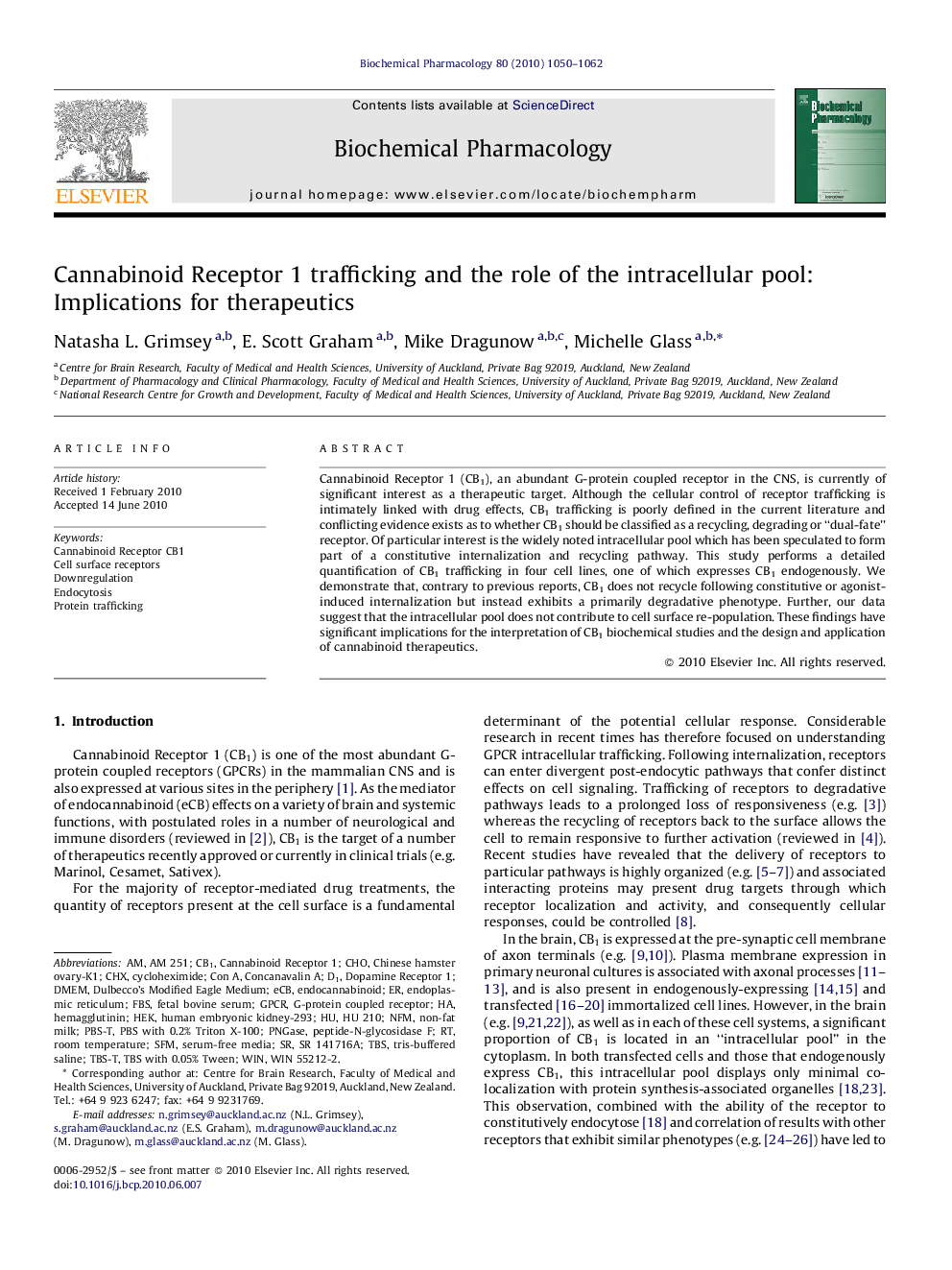 Cannabinoid Receptor 1 trafficking and the role of the intracellular pool: Implications for therapeutics