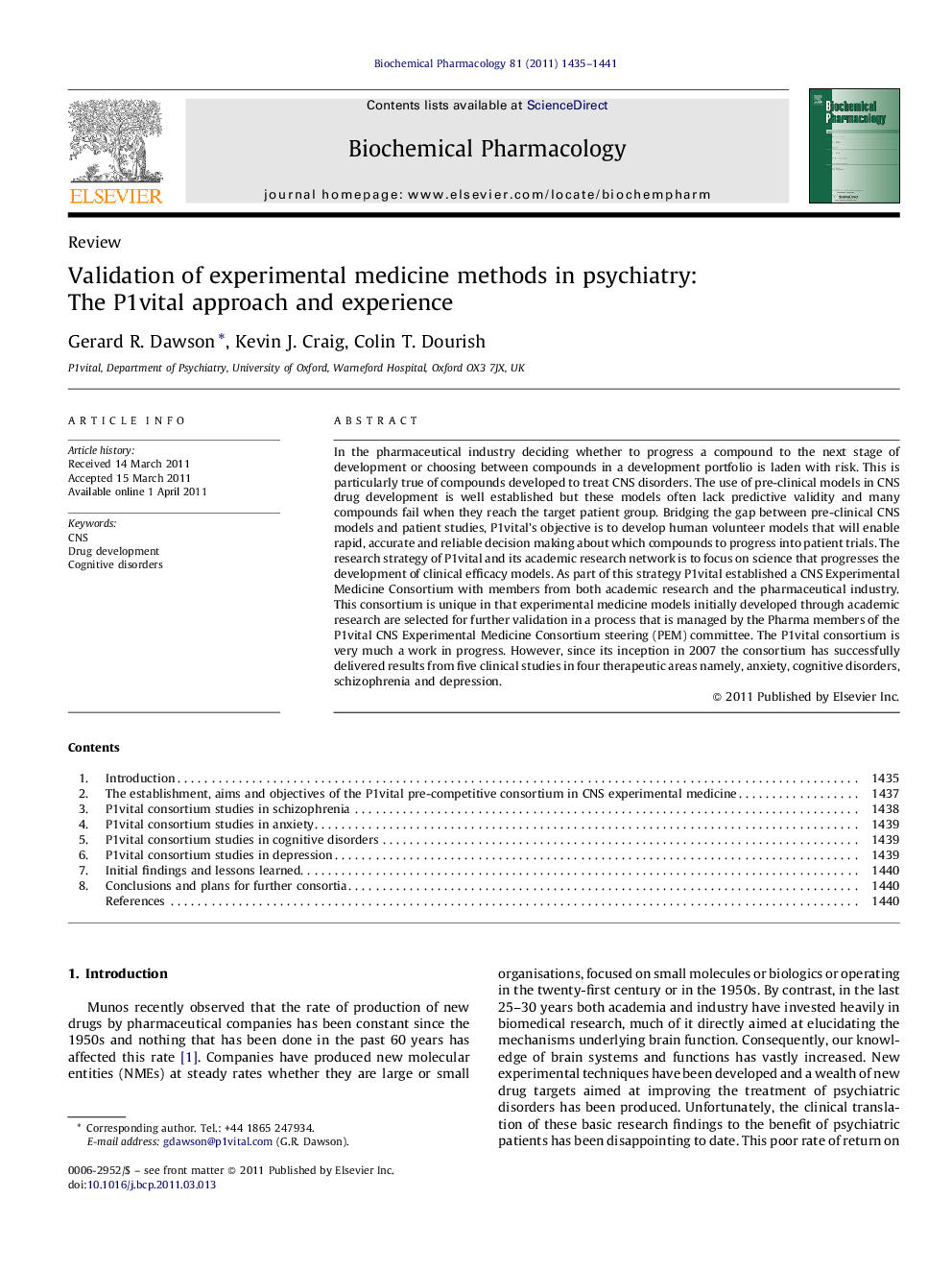 Validation of experimental medicine methods in psychiatry: The P1vital approach and experience