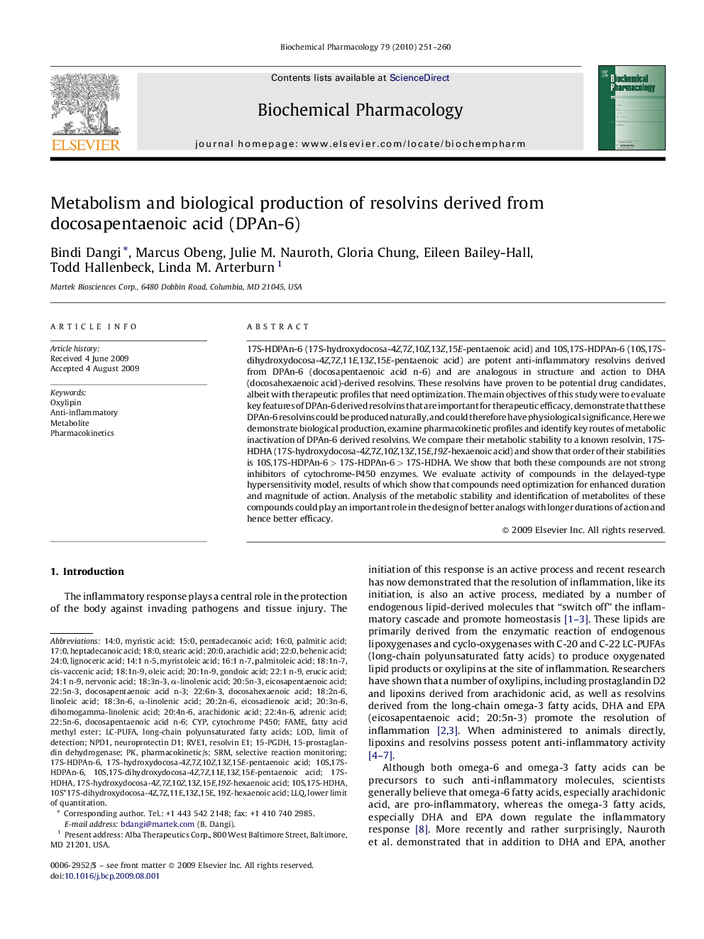 Metabolism and biological production of resolvins derived from docosapentaenoic acid (DPAn-6)