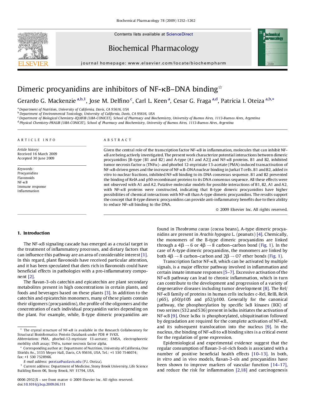 Dimeric procyanidins are inhibitors of NF-κB–DNA binding 