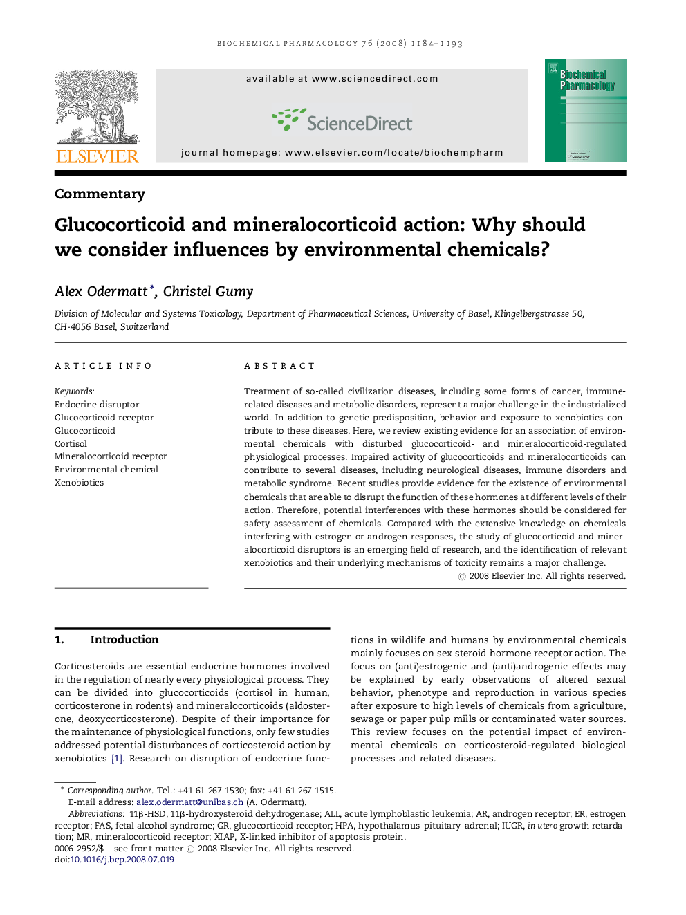 Glucocorticoid and mineralocorticoid action: Why should we consider influences by environmental chemicals?