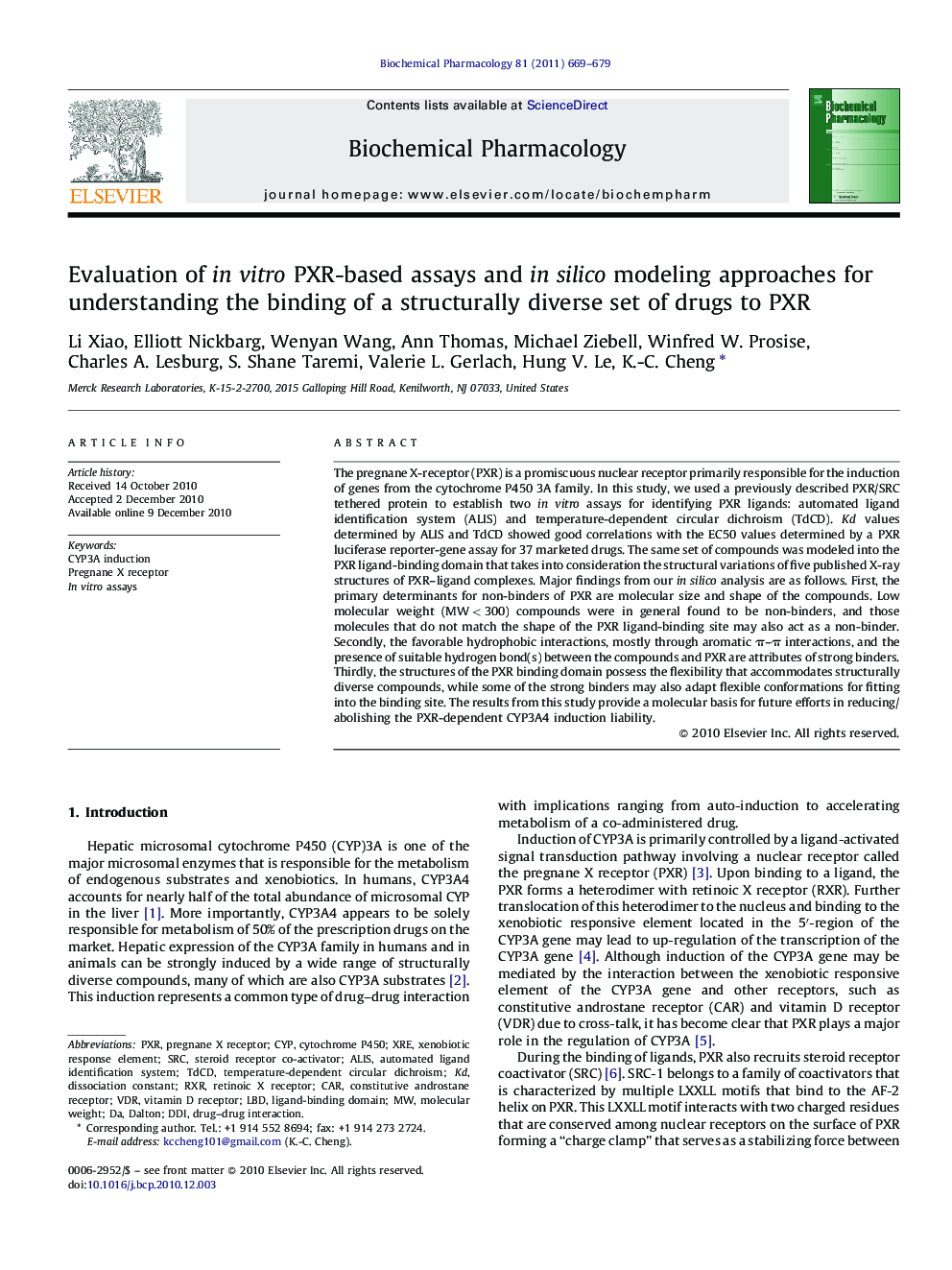 Evaluation of in vitro PXR-based assays and in silico modeling approaches for understanding the binding of a structurally diverse set of drugs to PXR