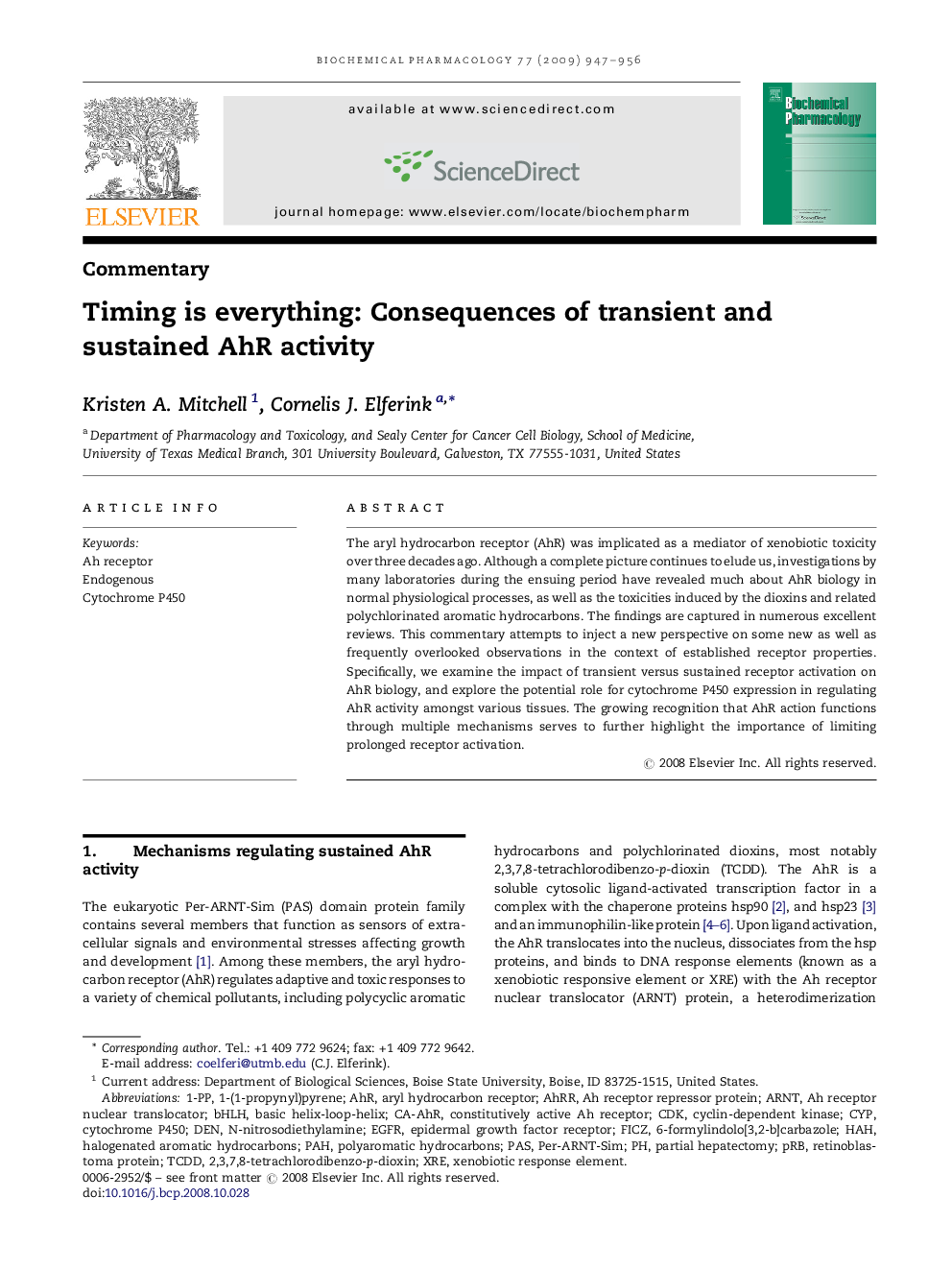 Timing is everything: Consequences of transient and sustained AhR activity