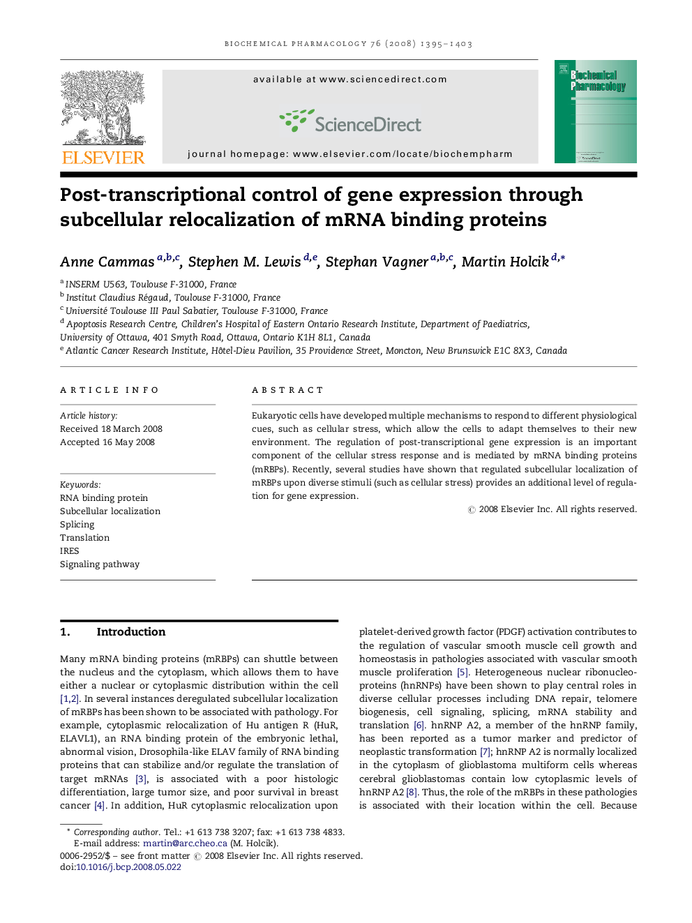 Post-transcriptional control of gene expression through subcellular relocalization of mRNA binding proteins