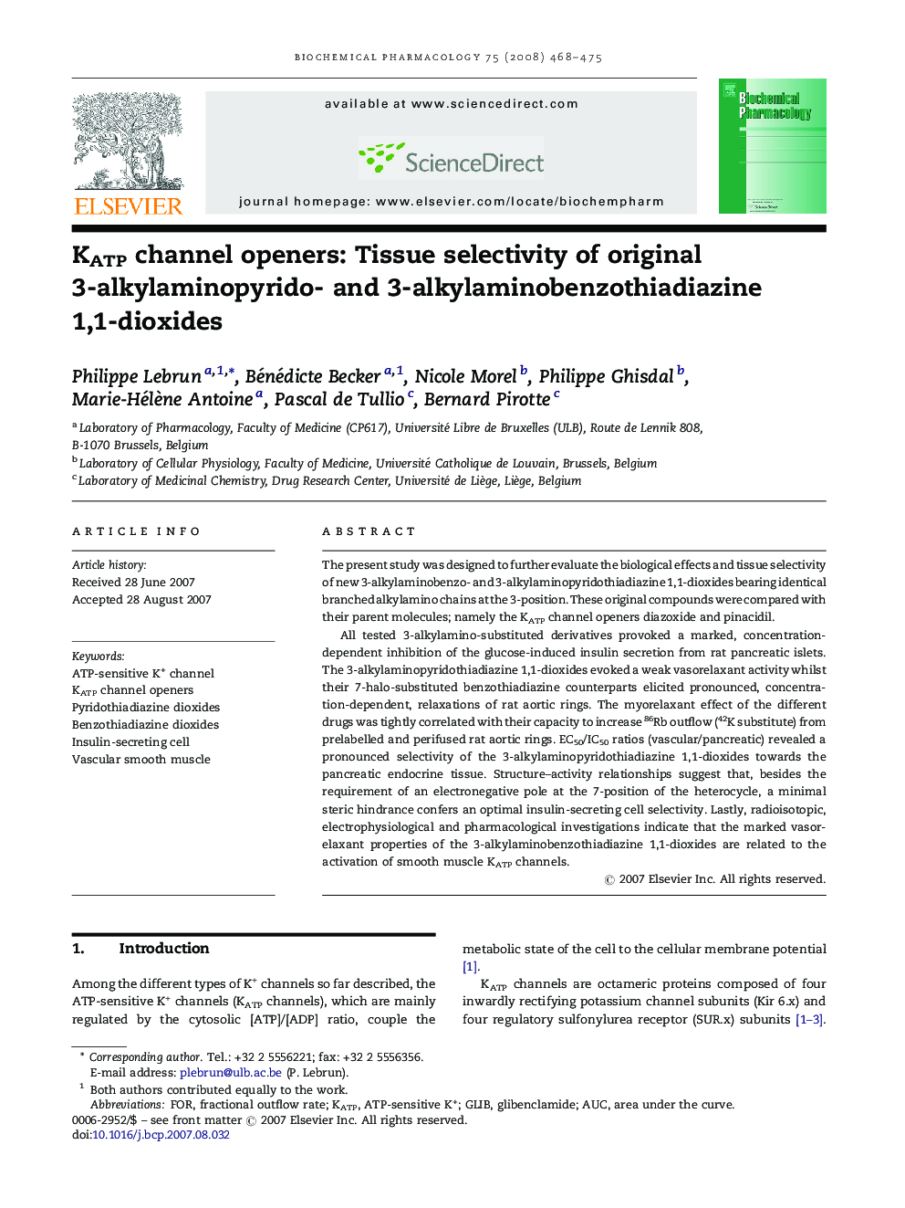 KATP channel openers: Tissue selectivity of original 3-alkylaminopyrido- and 3-alkylaminobenzothiadiazine 1,1-dioxides