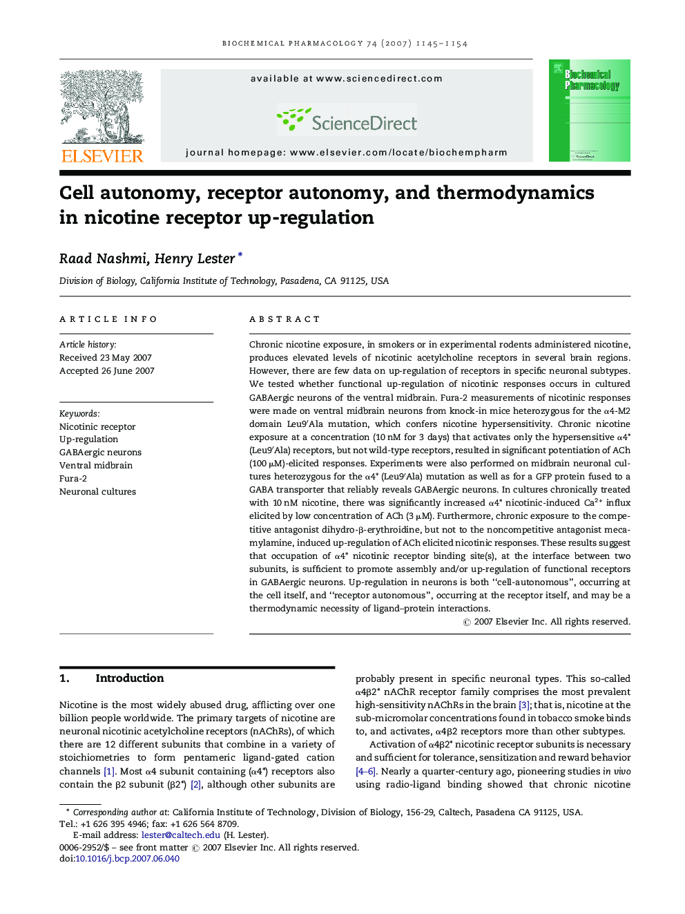 Cell autonomy, receptor autonomy, and thermodynamics in nicotine receptor up-regulation