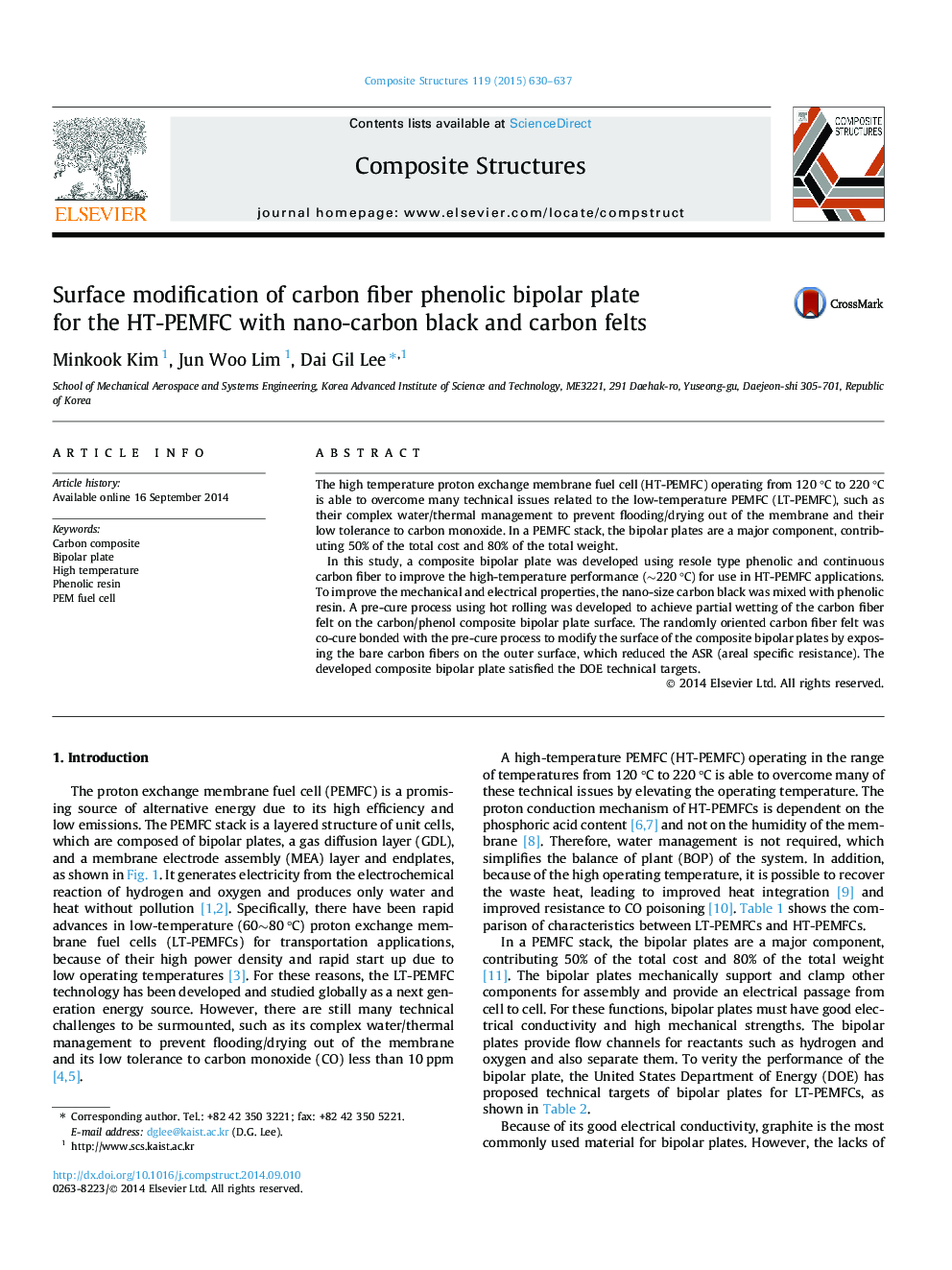 Surface modification of carbon fiber phenolic bipolar plate for the HT-PEMFC with nano-carbon black and carbon felts