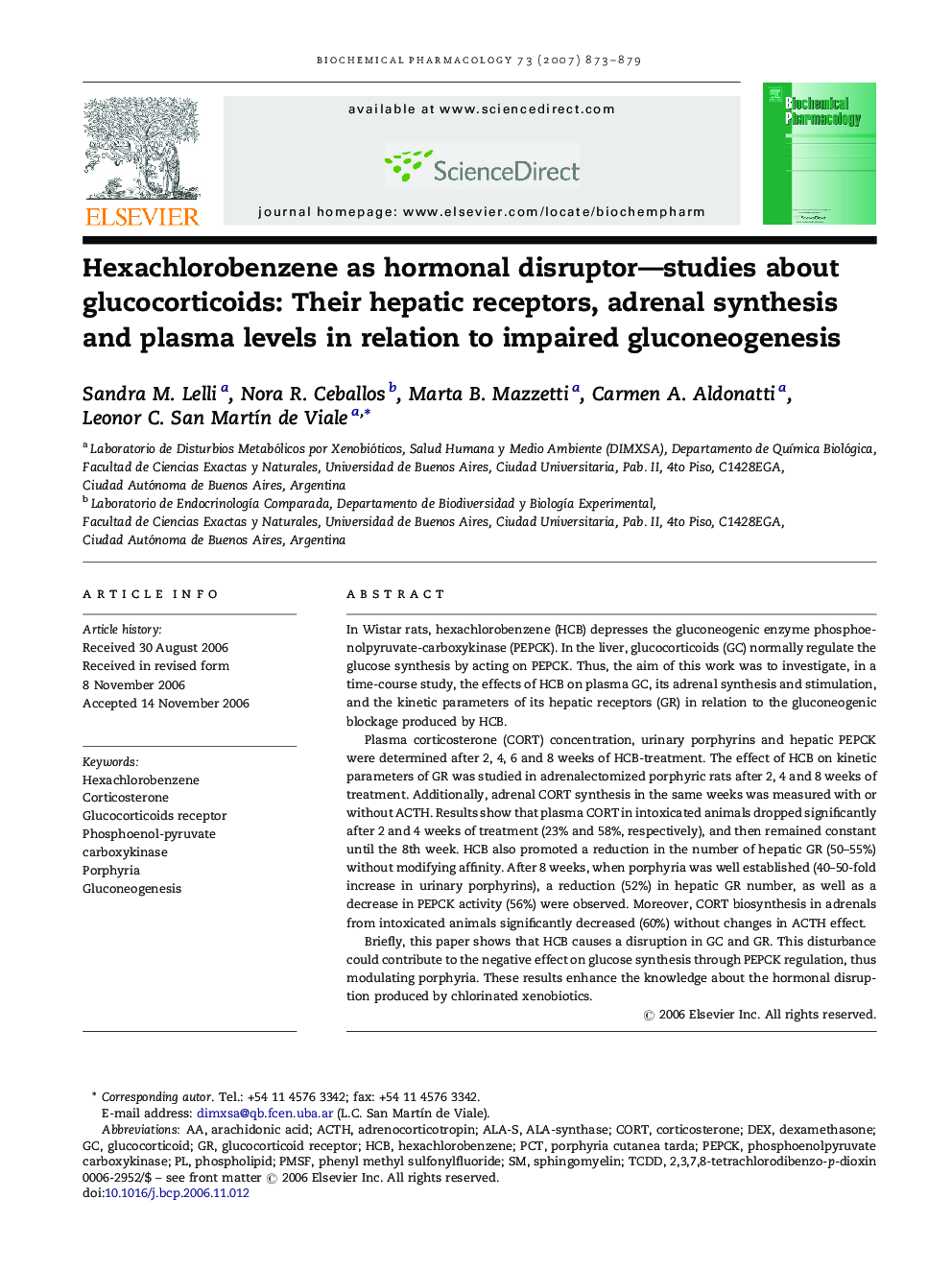 Hexachlorobenzene as hormonal disruptor—studies about glucocorticoids: Their hepatic receptors, adrenal synthesis and plasma levels in relation to impaired gluconeogenesis