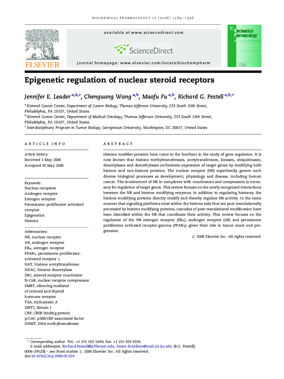 Epigenetic regulation of nuclear steroid receptors