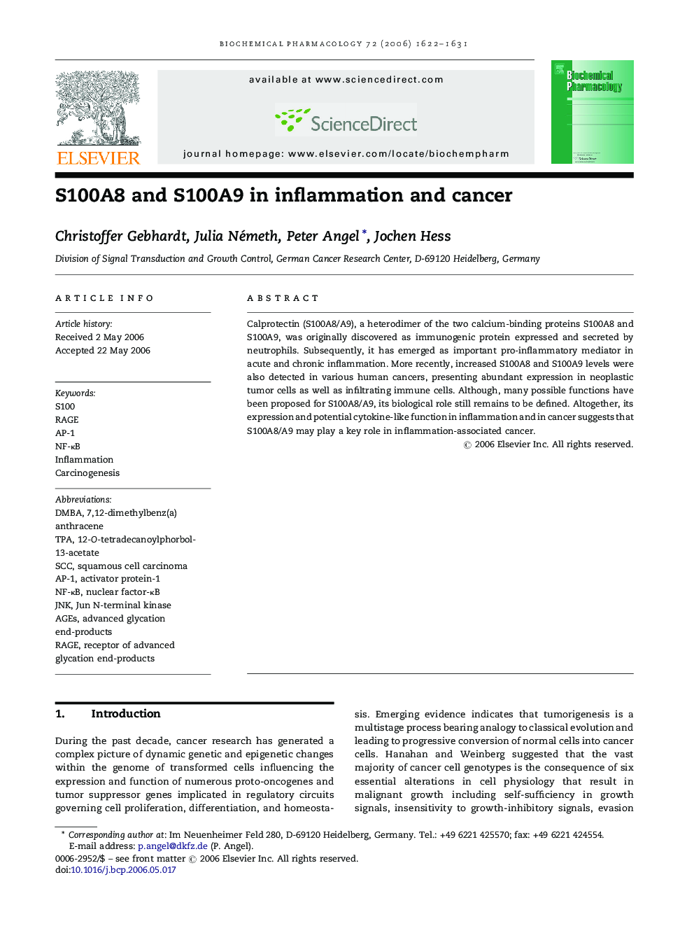 S100A8 and S100A9 in inflammation and cancer