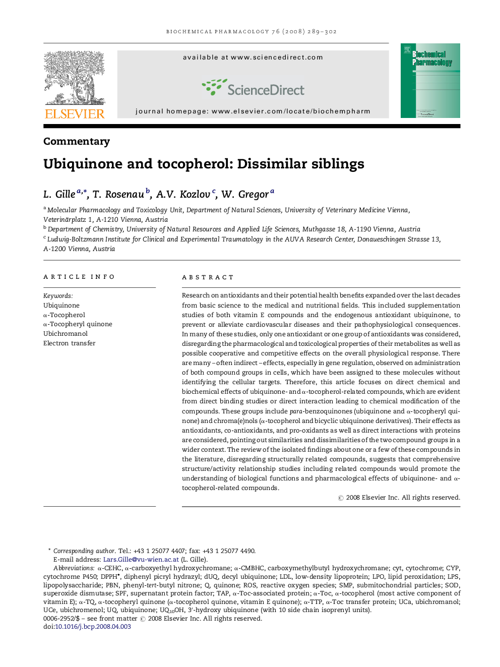 Ubiquinone and tocopherol: Dissimilar siblings