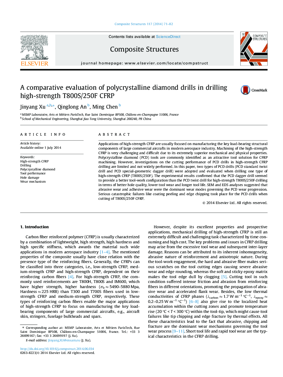 A comparative evaluation of polycrystalline diamond drills in drilling high-strength T800S/250F CFRP